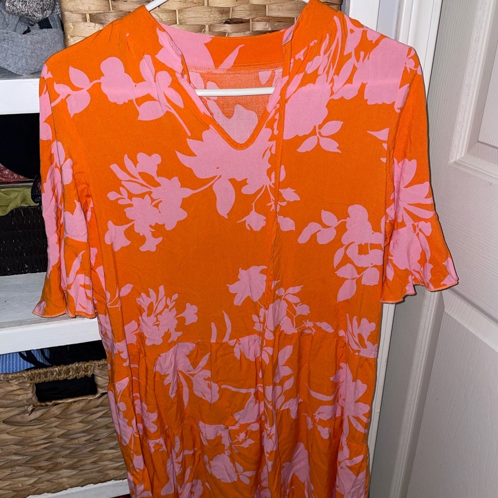 Retro Orange and Pink Floral SunDress